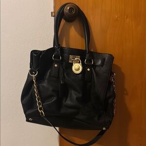 Elegant Black Leather Tote Bag